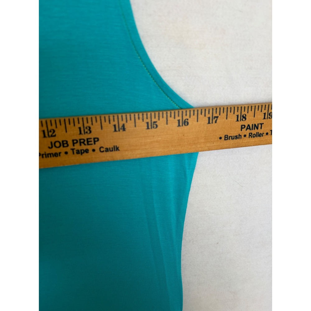 Soft Surroundings Teal Blue Sleeveless Maxi Dress Lime Green Exposed Seams Small - Picture 4 of 7